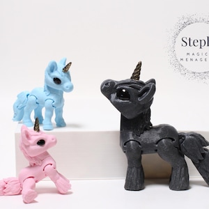 3D gedrucktes Einhorn | Einhorn | Hooved oder Feather-Footed | Handgemalt | Auf Bestellung | Gelenk-Fidget-Spielzeug | Aschenflügel3D
