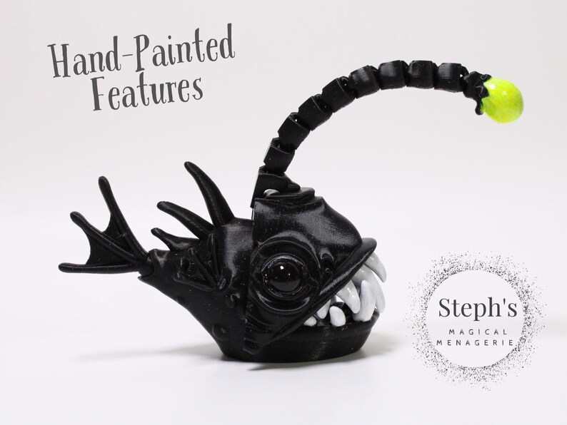 Angler Fish | Deep-Sea Fish Figurine | Hand-Painted | Made-To-Order | Articulated Fidget Model | Authorized Twisty Prints Vendor image 2