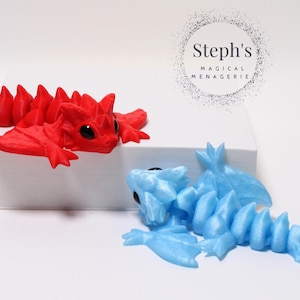 3D Printed Wyvern | Wyvern | Tiny Dragon | Hand-Painted | Made-To-Order | CinderWing3D | Articulated Fidget Toy
