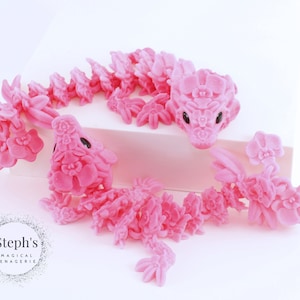 3D Printed Dragon | Orchid Dragon | Baby-Sized | Hand-Painted | Made-To-Order | CinderWing3D | Articulated Fidget Toy