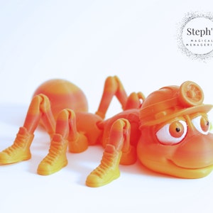 3D Printed Ant | Coal Miner Ant | Ant with Headlamp | Hand-Painted | Made-to-Order | Articulated Fidget Toy | Flexi Factory