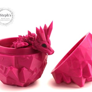 3D Printed Dragon & Egg Container | Mystery Dragon Baby and Egg | Hand-Painted | Made-To-Order | Articulated Fidget Toy | CinderWing3D