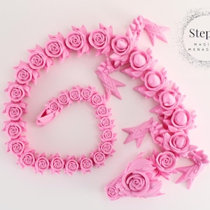 3D Printed Dragon | Rose Dragon | Garden Dragon | Hand-Painted | Made-To-Order | Articulated Dragon Toy | CinderWing3D