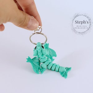 Flexible Dragon 3D Print | Tiny Wyvern Keychain | Made-To-Order | CinderWing3D | Articulated Fidget Keychain | Dragon Keychain