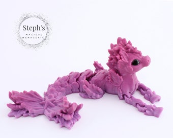 3D Printed Mythical Seahorse | Hippocampus | Style 3- Mohawk | Made-To-Order | Mythical Sea Horse | Articulated Fidget Toy | CinderWing3D