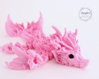 Coral Dragon | Articulated Fidget Toy | 3D Printed Magical Pet | Articulated Dragon Toy | CinderWing3D