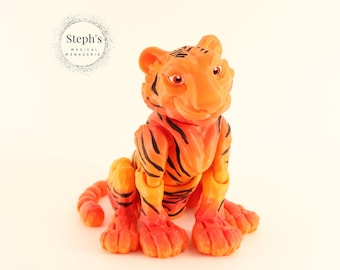 Tijger | Exotisch kattenbeeldje | Handgeschilderd | Op bestelling gemaakt | Knikspeeltje fidget | Geautoriseerde MatMire-fabrikant