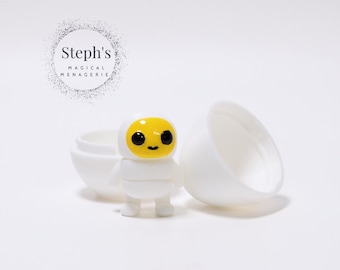Egg Person and Egg Shell Container | Fantasy Standee | Hand-Painted | Made-To-Order | Articulated Fidget Toy | Authorized Zou3D Vendor