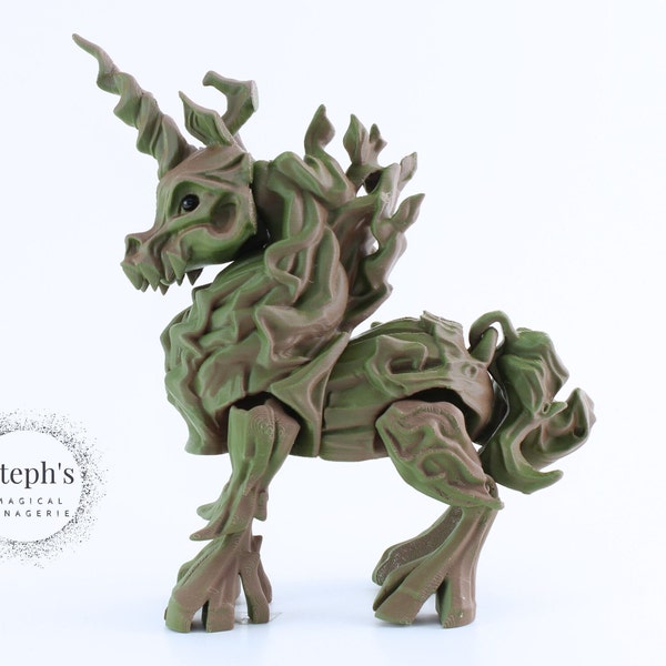 3D Printed Articulated Unicorn | Elden Wood Unicorn | Made-To-Order | Twisty Prints | Articulated Fidget Toy