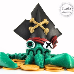 3D Printed Articulated Squid | Pirate Squid | Fantasy Squid | Hand-Painted | Twisty Prints | Articulated Fidget Toy