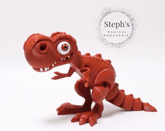 T-Rex | Figurine de dinosaure tyrannosaure | Peint à la main | Sur commande | Jouet articulé articulé | Vendeur Flexi Factory agréé