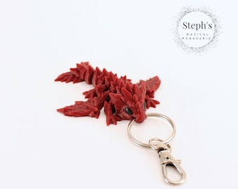 Tiny Crystal Dragon Keychain | Hand-Painted | Made-To-Order | Articulated Fidget Keychain | Authorized CinderWing3D Vendor