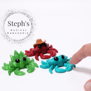 Tiny Crab | Regular, Crystal, or Cowboy Styled | Hand-Painted | Made-To-Order | Articulated Fidget Toy | Authorized CinderWing3D Vendor