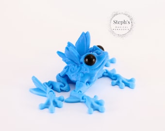 3D Printed Frog | Flutter Frogs | Butterfly Frog | Frog with Wings | Hand-Painted | Made-To-Order | Articulated Fidget Toy | CinderWing3D