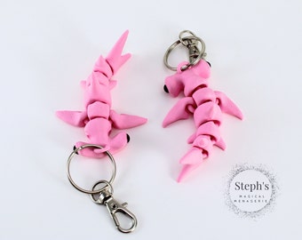 Tiny Hammerhead Shark Keychain | Hand-Painted | Made-To-Order | Articulated Fidget Keychain | Authorized CinderWing3D Vendor