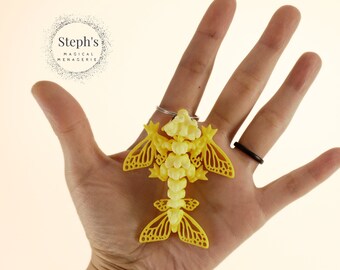 Tiny Butterfly Wyvern Keychain | Stencil-Styled Wing | Hand-Painted | Made-To-Order | Authorized CinderWing3D Vendor