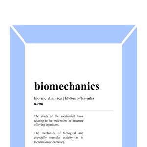 Definição de Biomecânica Impressão Digital | Presente de Ciência Presentes de Formatura para Estudantes Cartão Cartaz Citações Arte de Parede Física Biologia Principal
