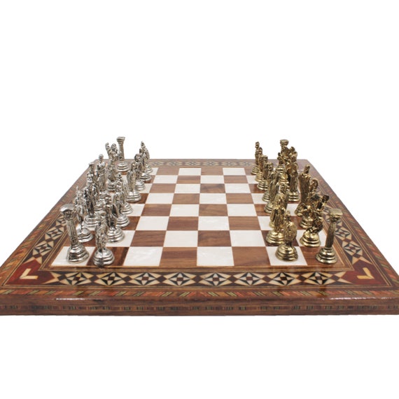 Unique Egyptian Wooden Chess With Copper Chess Pieces -  Portugal