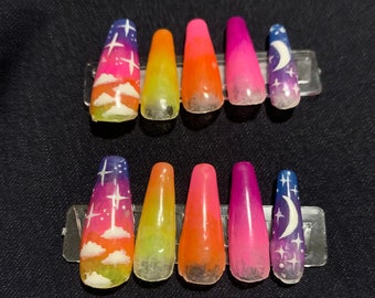 Sunset Jelly Press On Nails