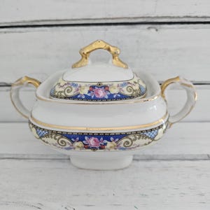 Antique Victoria China Porcelain - Covered Dish w/Lid, Gold Trim - Made in Czechoslovakia - RARE Find!