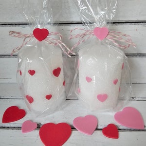 Mother's Day Short Pillar Candles - Pink Hearts