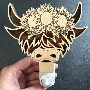 Highland Cow Night Light, LED Night Light, Plug-In lighting, Rustic lighting, Farm Decor