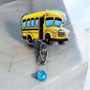 Porta badge retrattile glitterato per scuolabus: porta badge in acrilico