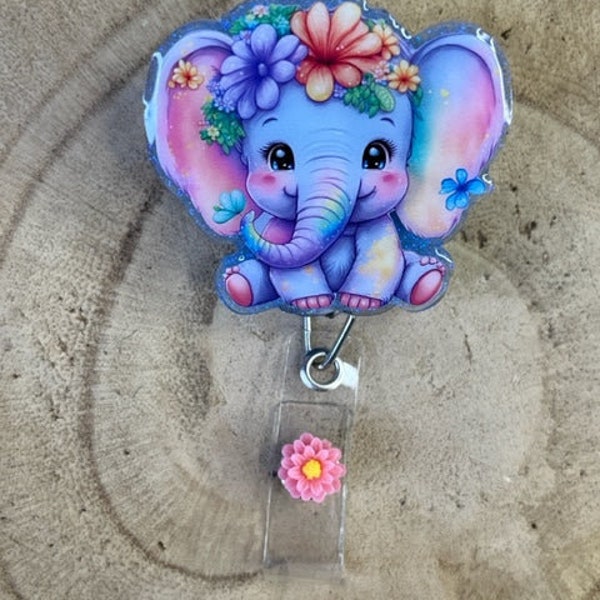 Elephant badge reel, Whimsical Elephant, Retractable badge reel, ID badge reel, Identification badge, Nurse badge reel, Teacher badge reel