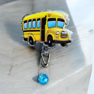 Glitzer Schulbus einziehbare Badge Reel: Acryl Ausweishalter