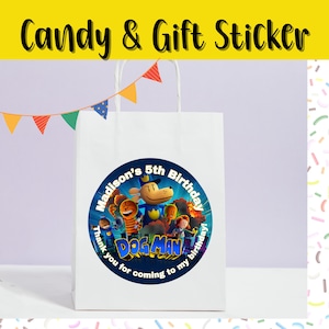 DogMan/DogMan party Decor/Gift Circle Sticker/ Gift Favors/ Personalized Birthday Sticker/ Customized Sticker/Celebration