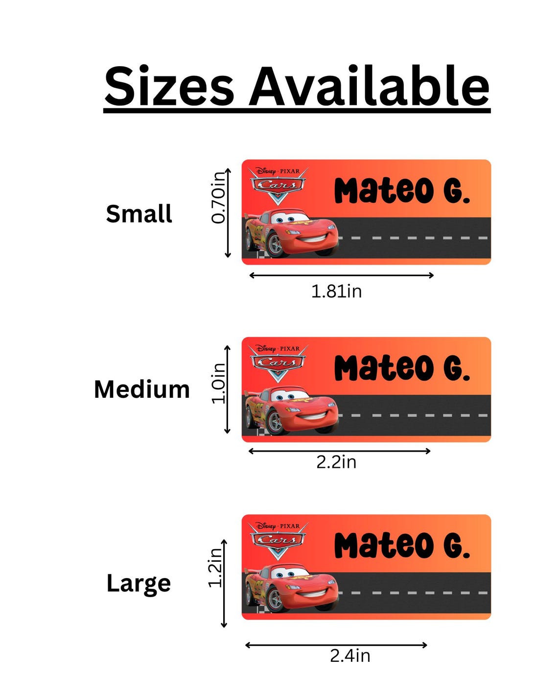 Cars, Disney, Name Label School Label, Daycare Stickers, Kids Sticker ...