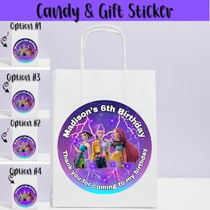 Pop Demon Hunters/ Birthday Girl/ Party Stickers/ Favor Labels/ Saja Girls Anime/Huntrix/K-POP