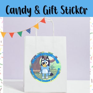 Bluey Decorations / Bluey Party Decor/Gift Circle Sticker/ Gift Favors/ Personalized Birthday Sticker/ Customized Sticker/Celebration