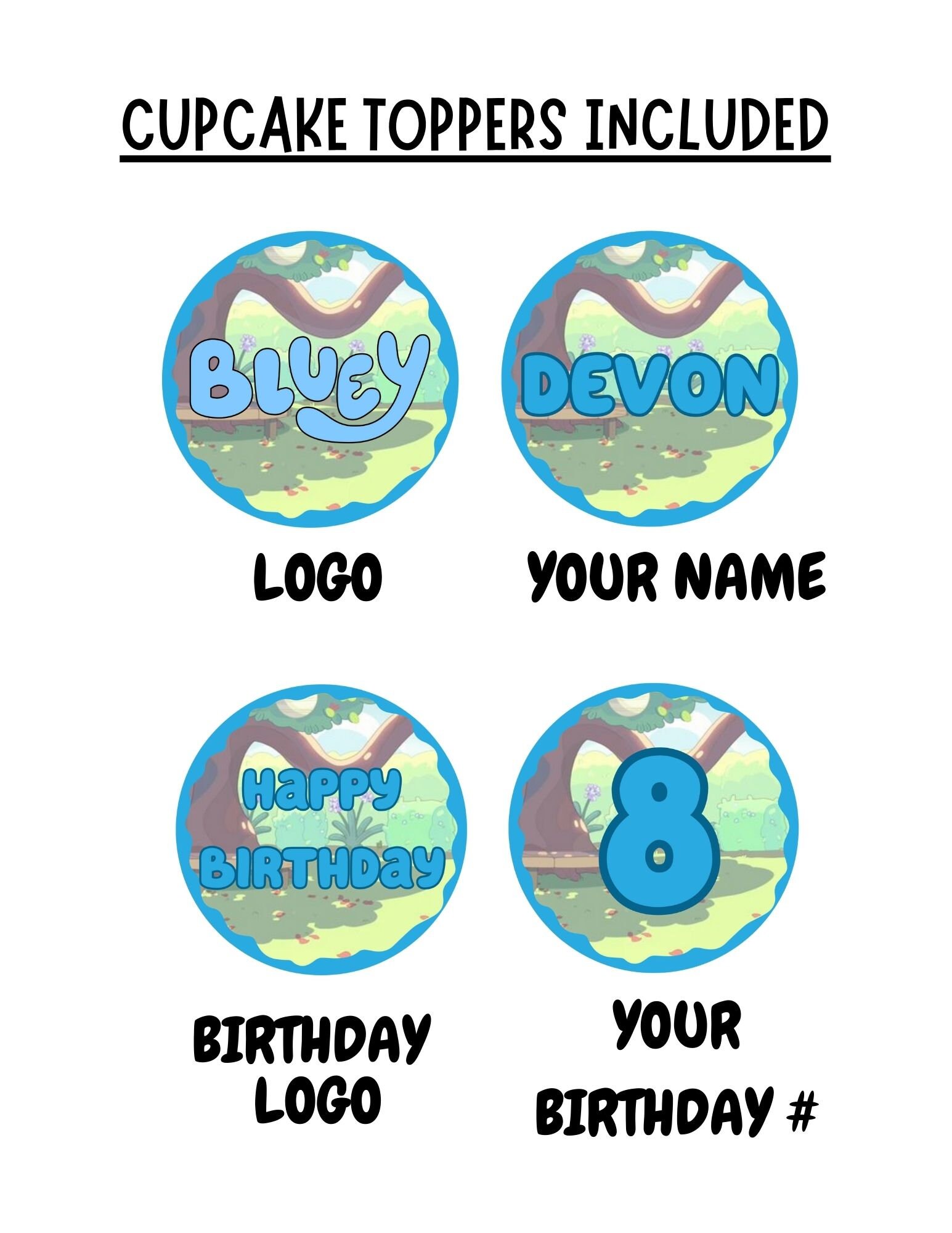 Double Layer Bluey Cupcake Toppers
