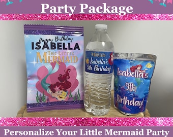 Paquete de fiesta de La Sirenita, La Sirenita, Bajo el mar, Sirenita Ariel, Paquete de cumpleaños, Decoraciones para fiesta de sirena,