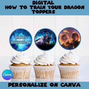 How to train your dragon/ How to train your dragon Party Favor/ Digital Cupcake Toppers/ Cupcake Toppers/ How to train your dragon Toppers