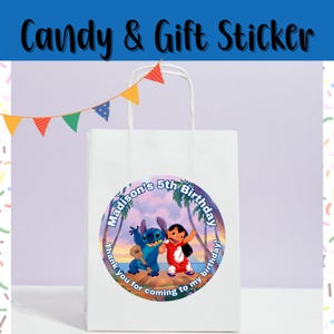 Lilo and Stitch / Lilo and Stitch Decor/Gift Circle Sticker/ Gift Favors/ Personalized Birthday Sticker/ Customized Sticker/Celebration