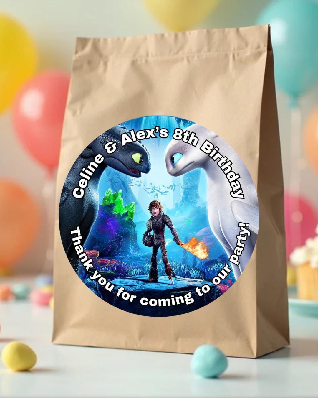 How to Train Your Dragon Sticker, Birthday Sticker, Gift Favor Label ...
