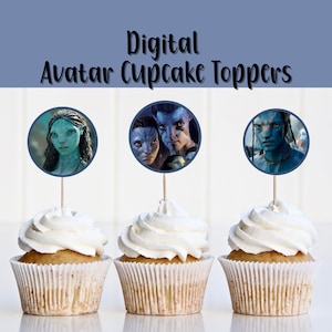 Toppers per cupcake Avatar digitali/Stampabili/Toppers/Canva modificabili/Topper circolare/Formato A4/La via dell'acqua/Compleanno/Festa/Decorazione Avatar