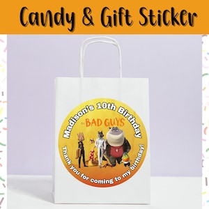 The Bad Guys /The Bad Guys Decor/Gift Circle Sticker/ Gift Favors/ Personalized Birthday Sticker/Customized Sticker/Celebration/Birthday