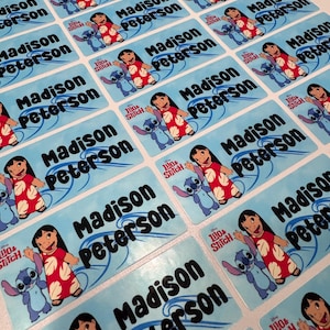 Lilo and Stitch, Waterproof,  Name Label School, Daycare Stickers, Kids Sticker Labels, Gift Stickers Personalized Waterproof Label,