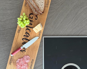 Tabla de cortar XXL de roble macizo | Tabla de servir | Personalizada | Tabla de madera | Tabla de cocina | Tabla de aperitivos | Tabla de charcutería | Barbacoa
