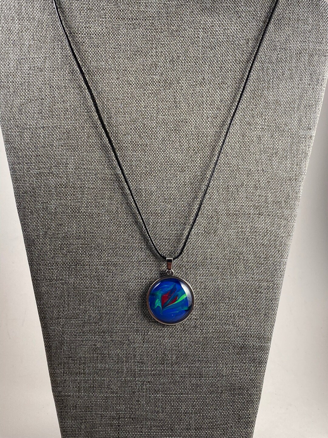 Rosebud Fluid Art Necklace, Acrylic Pour Pendant Jewelry, Unique ...