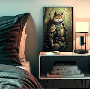 Samurai Shiba Inu, Dog Portrait, Gifts for dog lovers, Japanese Art, Canvas prints for the home