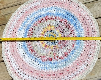 Hand Crocheted Shabby Chic Rag Rug - Etsy