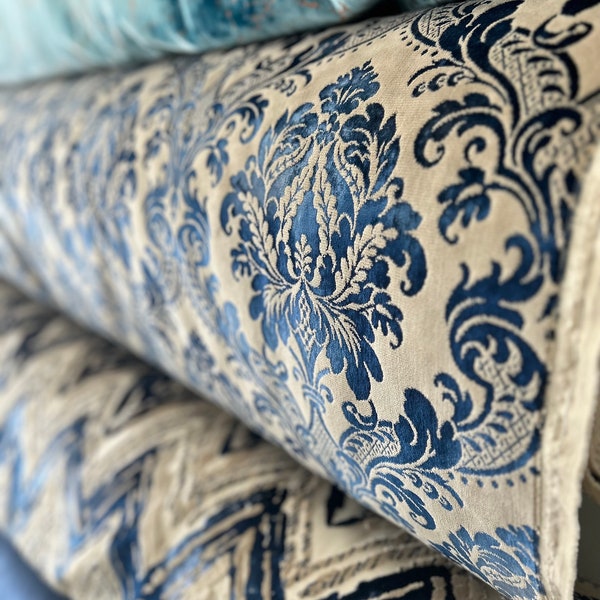 Blue Velvet Upholstery Fabric Etsy