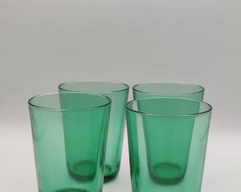 4 vintage green glasses from France
