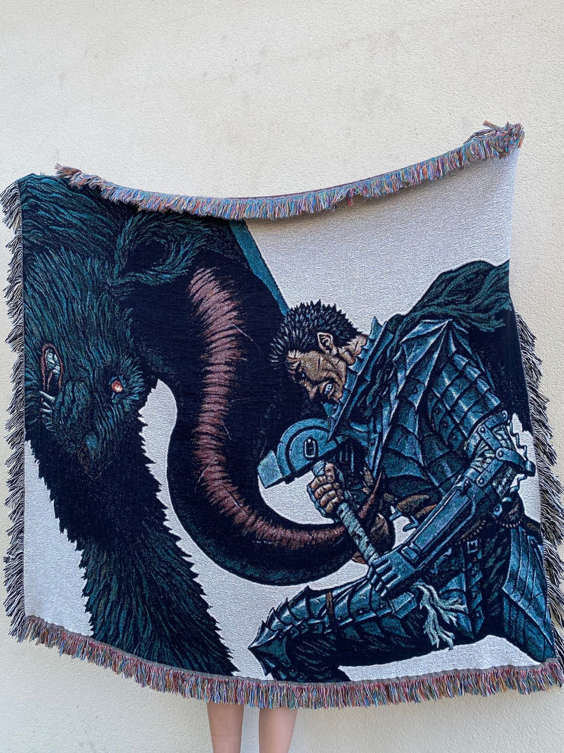 Woven Blanket Manga Berserk Guts and Zodd Tapestry Wall Art Etsy