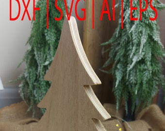 Simple Xmas tree Digital cut file with base DXF | SVG | AI |