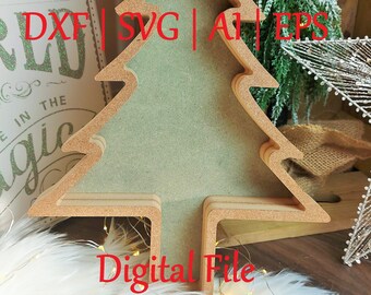 DXF SVG free standing Fillable Christmas Tree Digital cut file  .Dxf file | .Svg file | .Ai file  Eps file